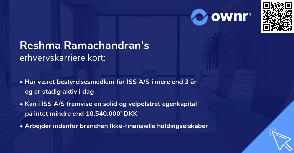 Reshma Ramachandran's erhvervskarriere kort