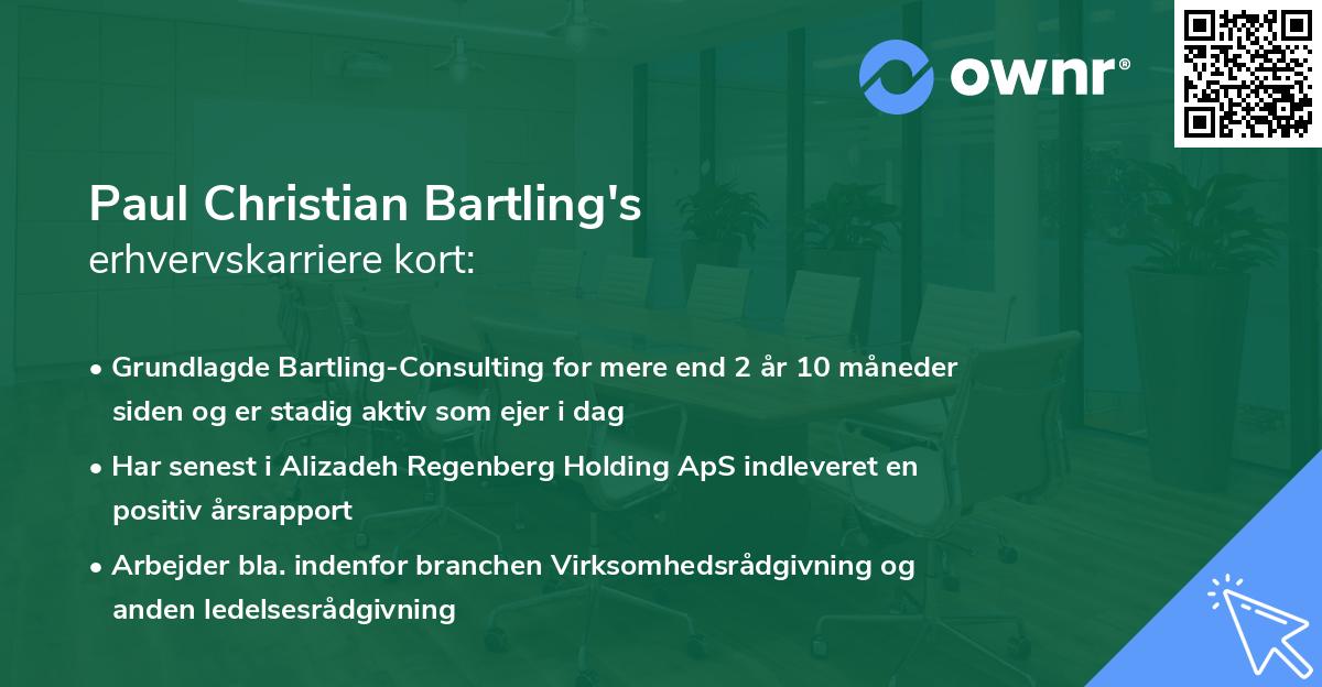 Paul Christian Bartling's erhvervskarriere kort