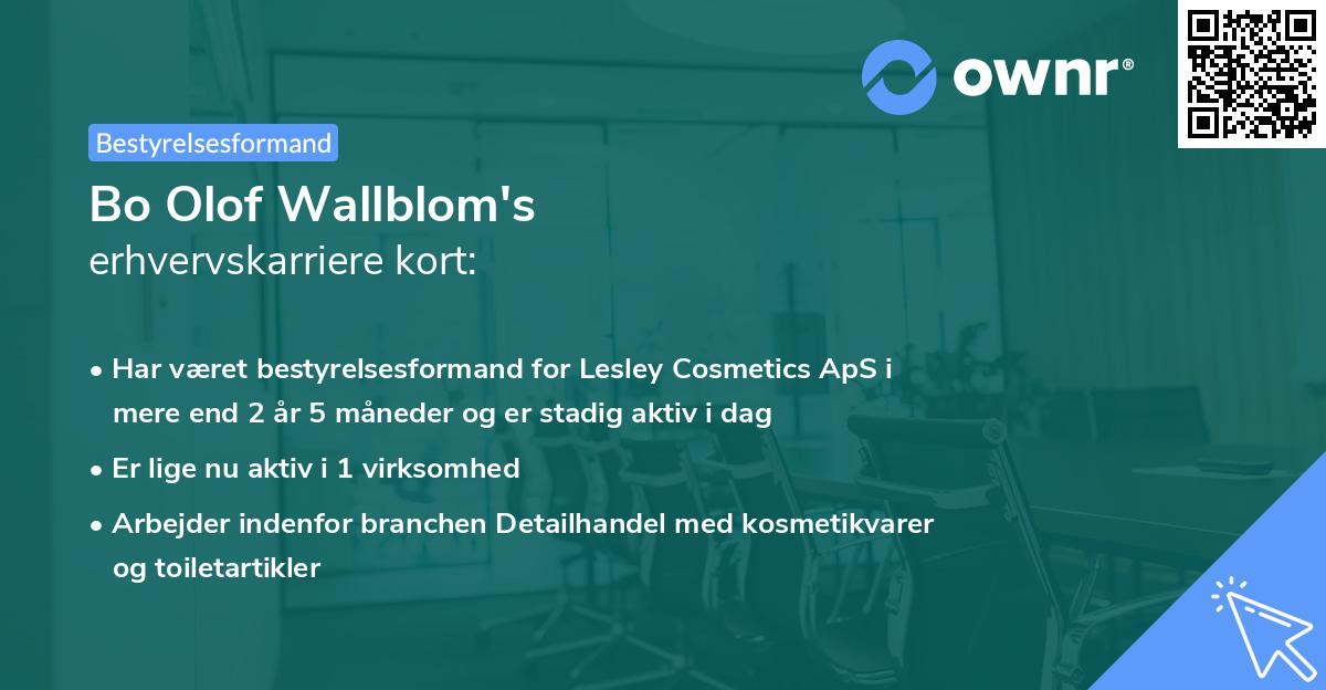 Bo Olof Wallblom's erhvervskarriere kort