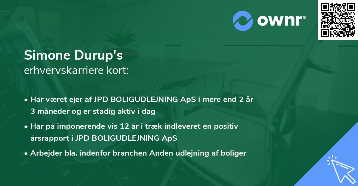 Simone Durup's erhvervskarriere kort