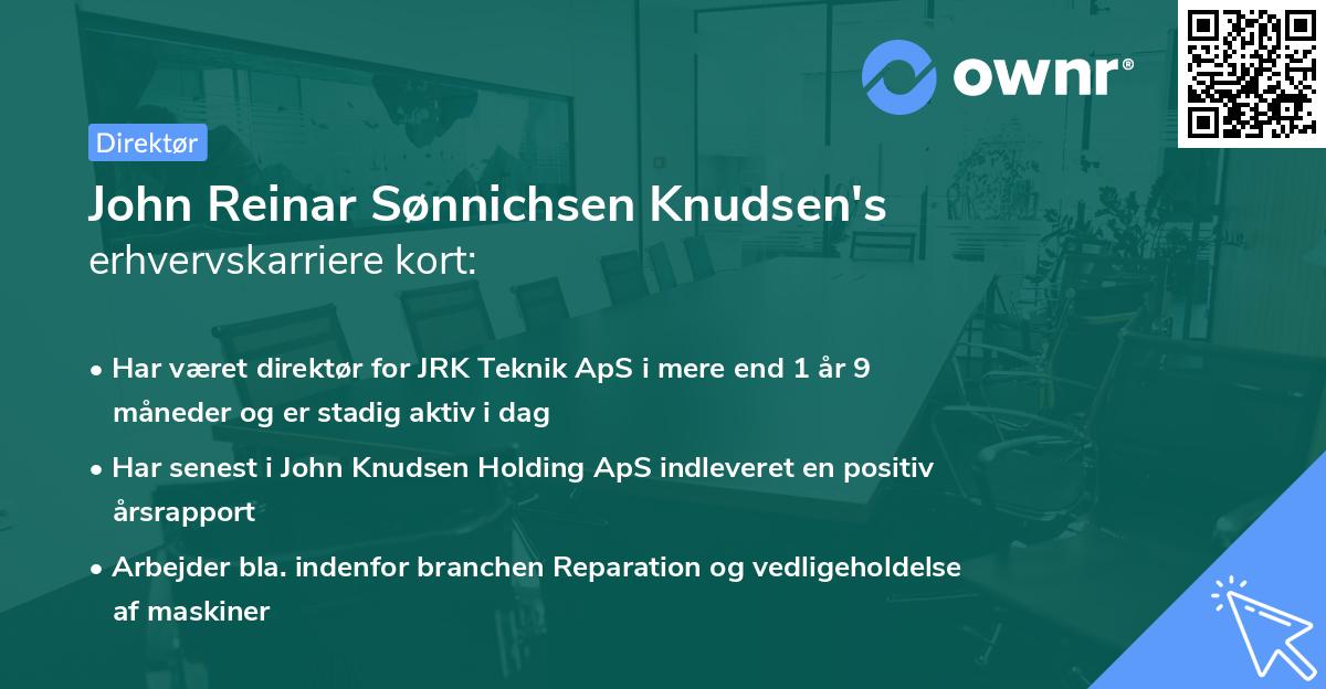 John Reinar Sønnichsen Knudsen's erhvervskarriere kort