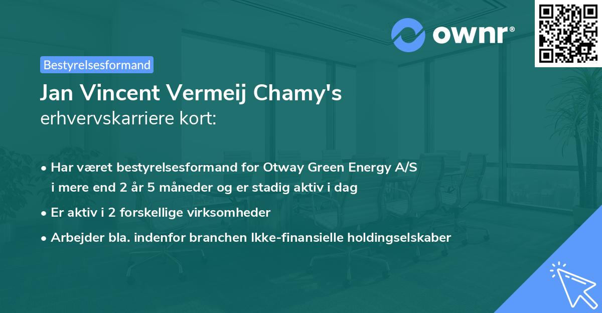 Jan Vincent Vermeij Chamy's erhvervskarriere kort