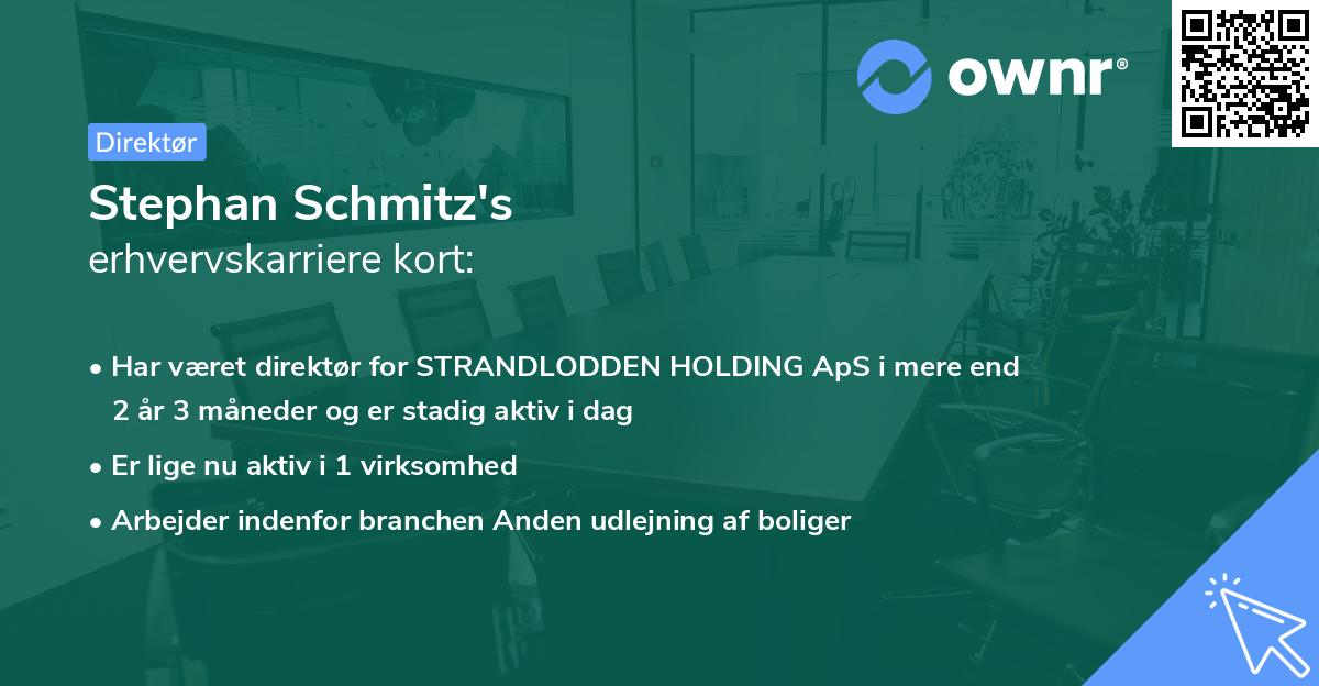 Stephan Schmitz's erhvervskarriere kort
