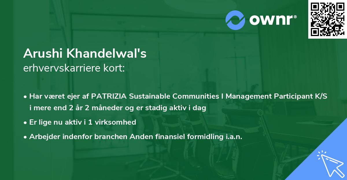 Arushi Khandelwal's erhvervskarriere kort