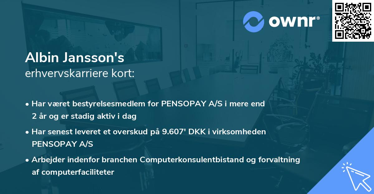 Albin Jansson's erhvervskarriere kort