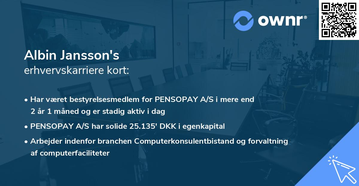 Albin Jansson's erhvervskarriere kort