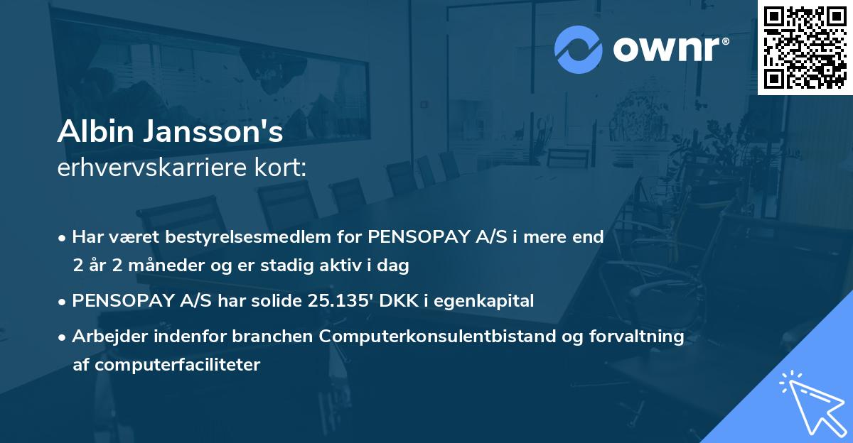 Albin Jansson's erhvervskarriere kort