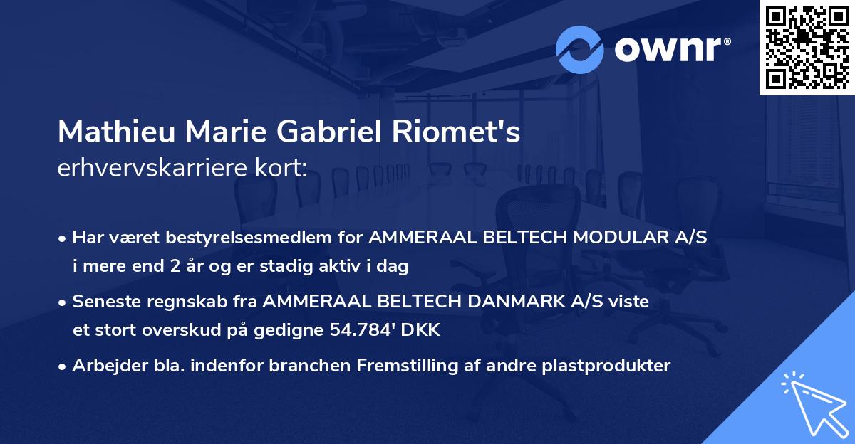Mathieu Marie Gabriel Riomet's erhvervskarriere kort