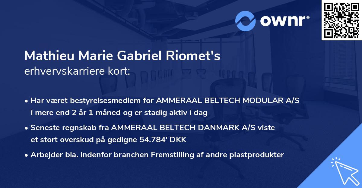 Mathieu Marie Gabriel Riomet's erhvervskarriere kort