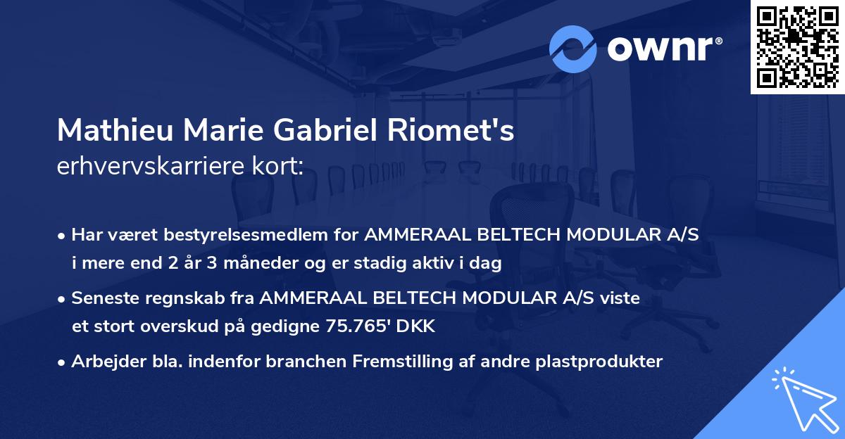 Mathieu Marie Gabriel Riomet's erhvervskarriere kort