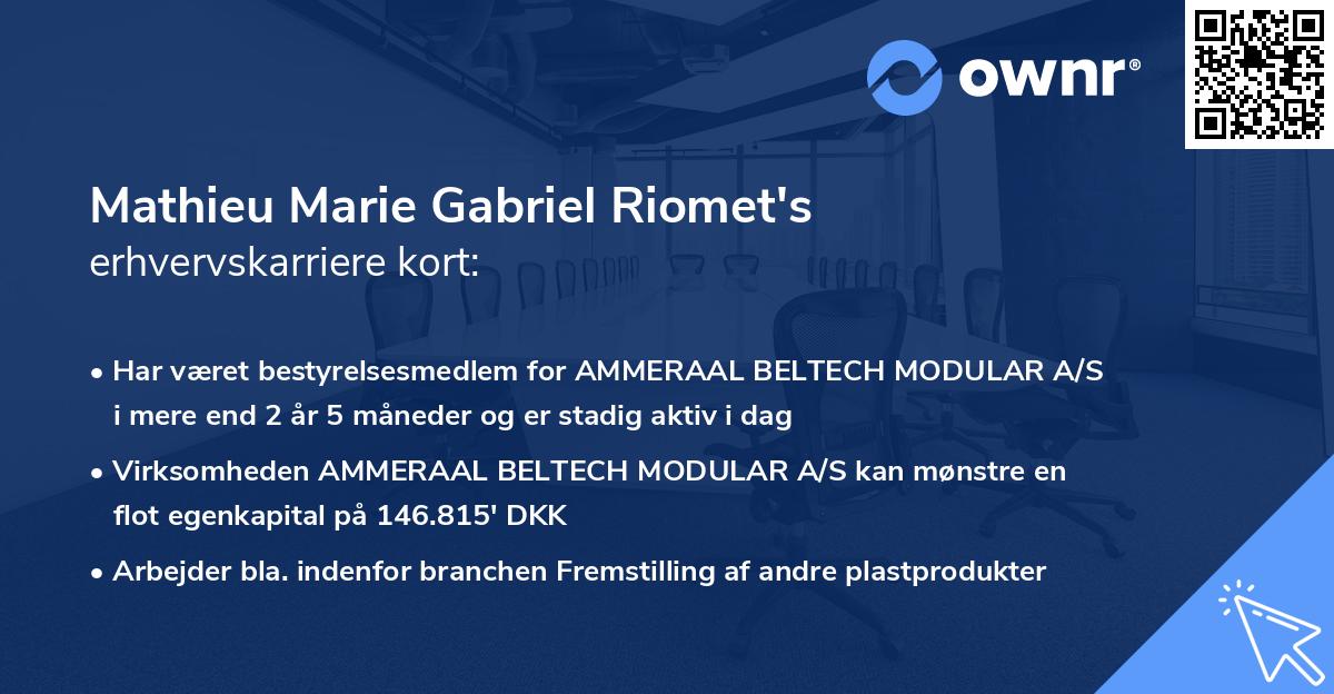Mathieu Marie Gabriel Riomet's erhvervskarriere kort