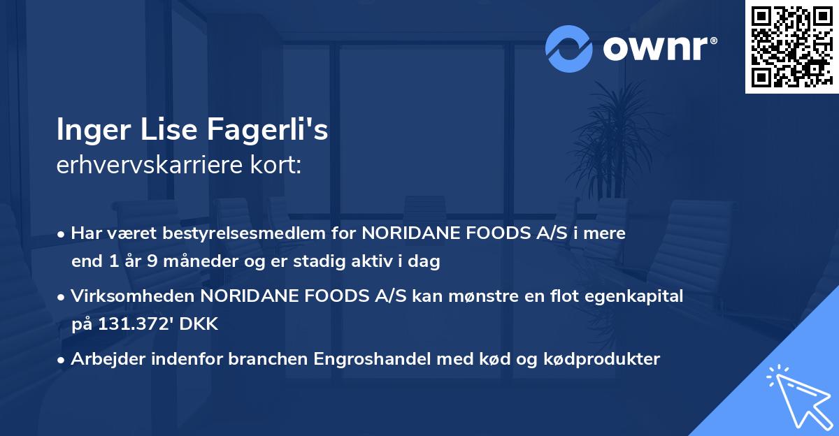 Inger Lise Fagerli's erhvervskarriere kort