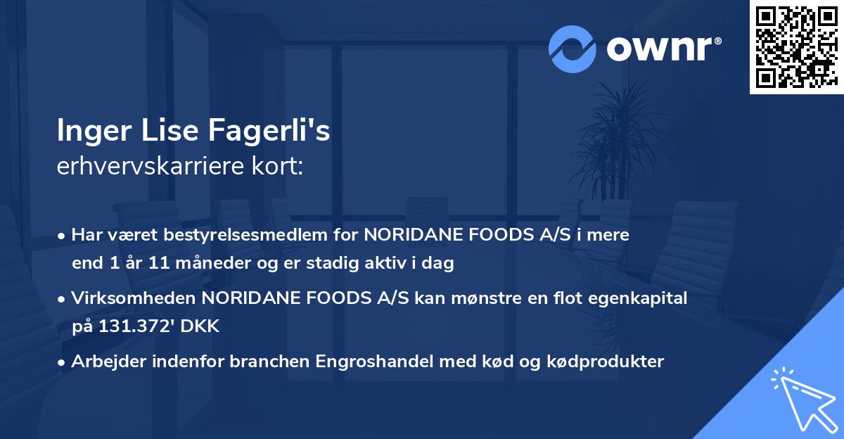 Inger Lise Fagerli's erhvervskarriere kort