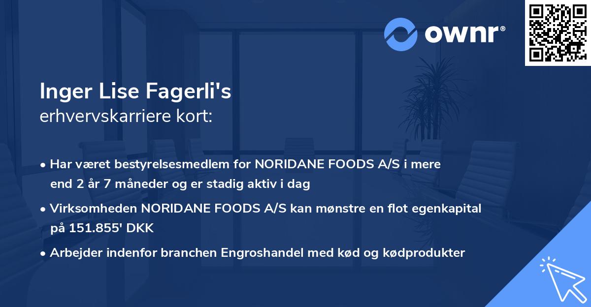Inger Lise Fagerli's erhvervskarriere kort