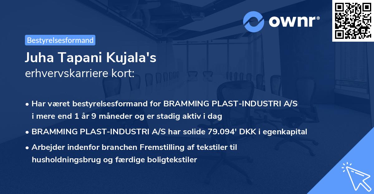 Juha Tapani Kujala's erhvervskarriere kort