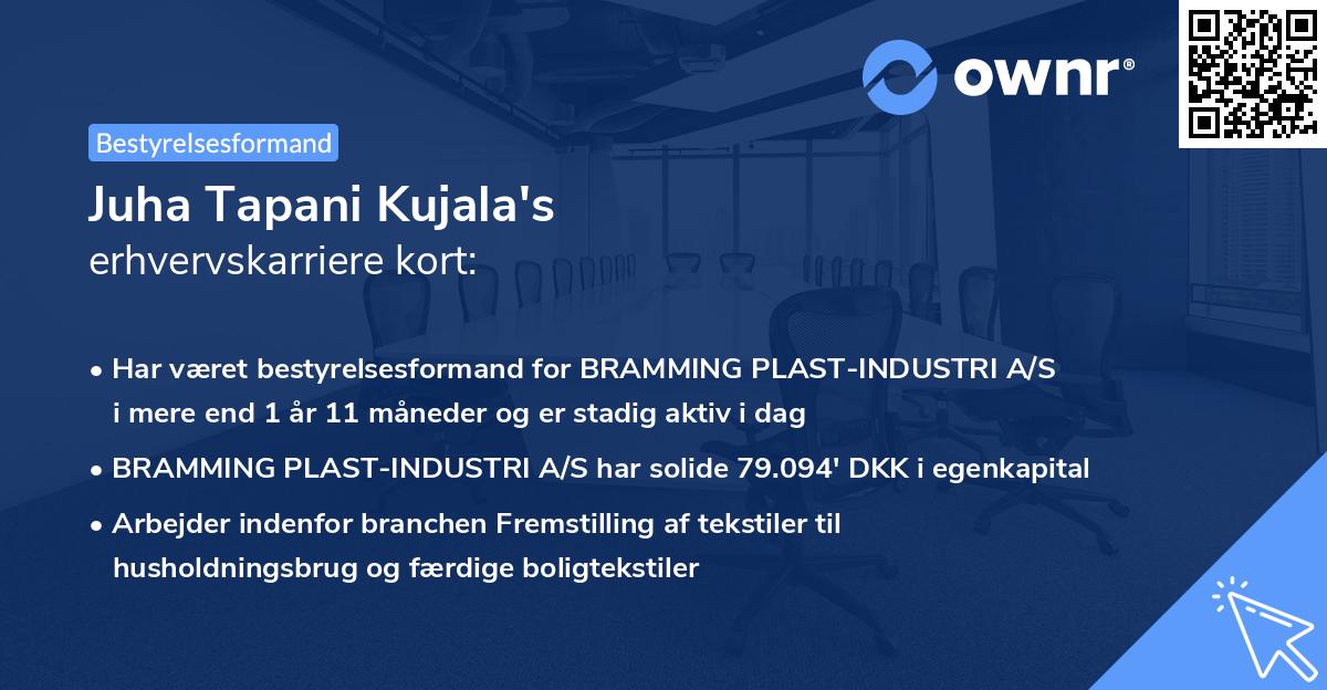 Juha Tapani Kujala's erhvervskarriere kort