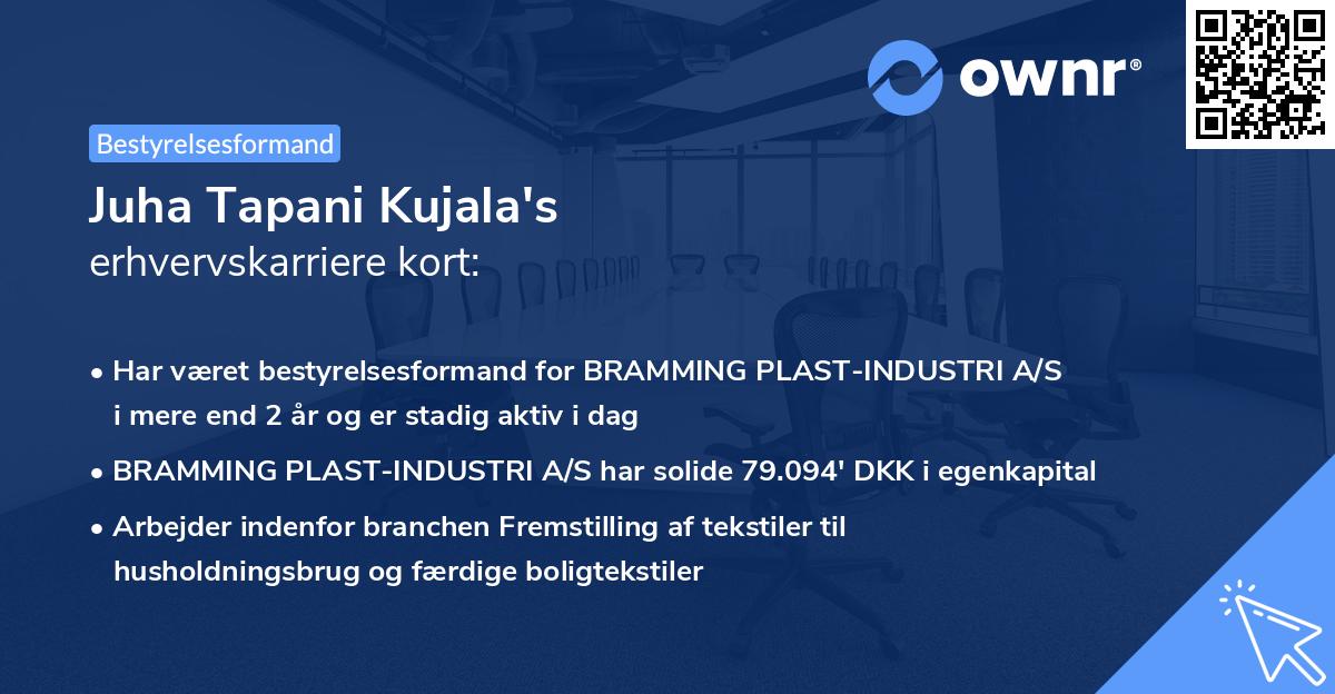 Juha Tapani Kujala's erhvervskarriere kort