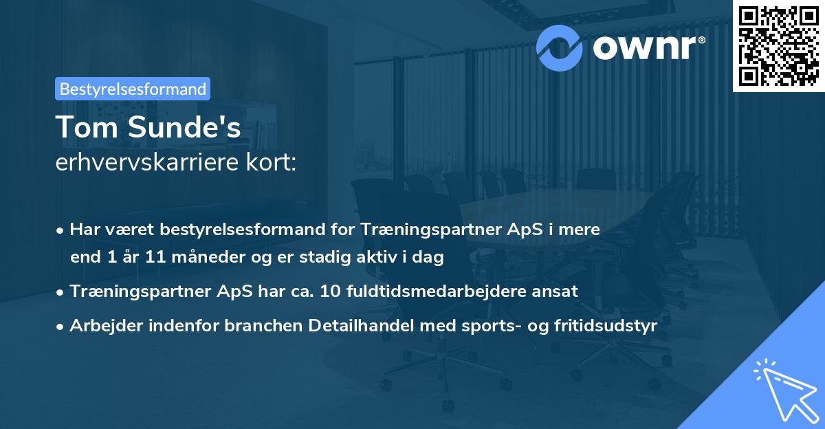 Tom Sunde's erhvervskarriere kort
