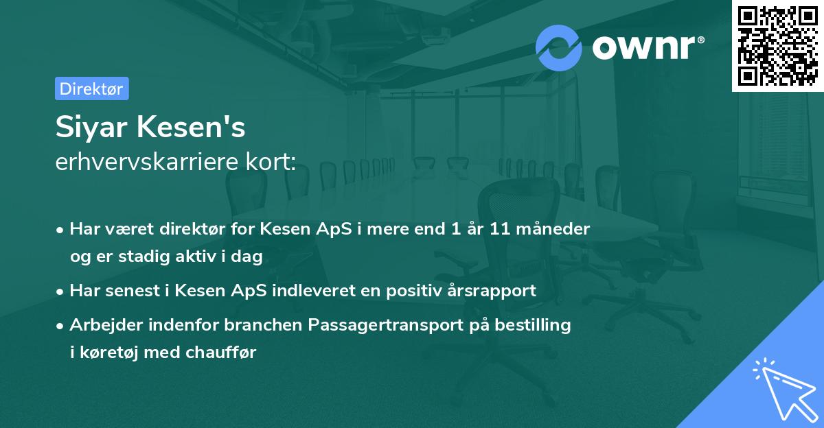 Siyar Kesen's erhvervskarriere kort