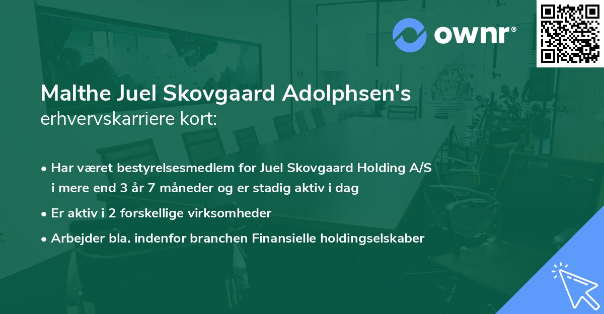 Malthe Juel Skovgaard Adolphsen's erhvervskarriere kort