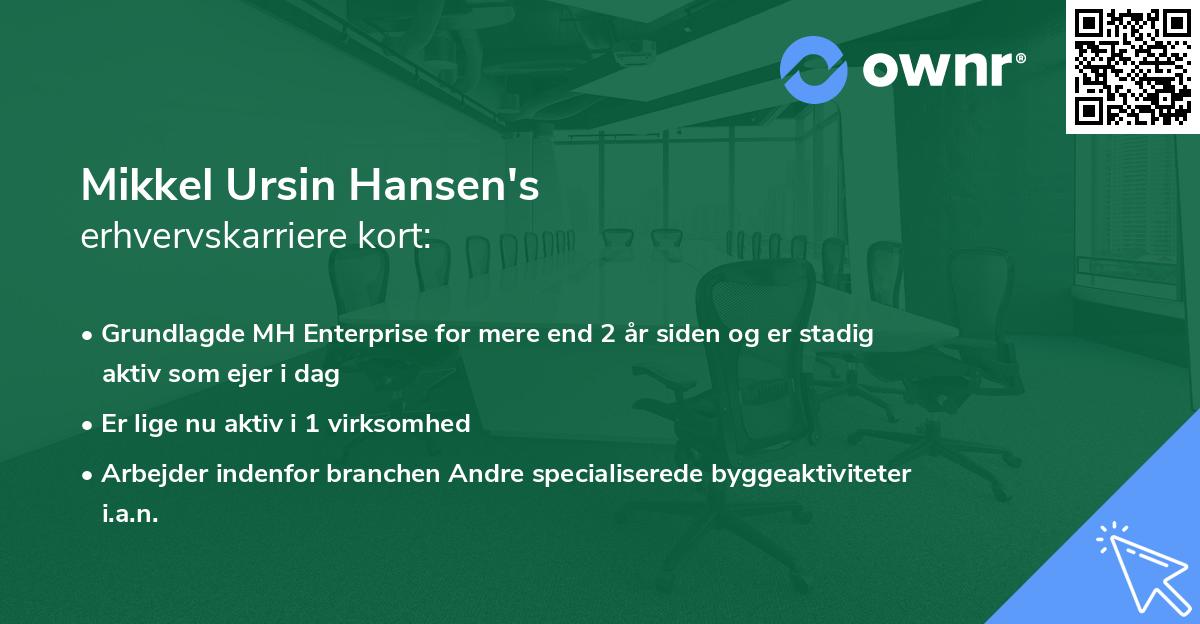 Mikkel Ursin Hansen's erhvervskarriere kort