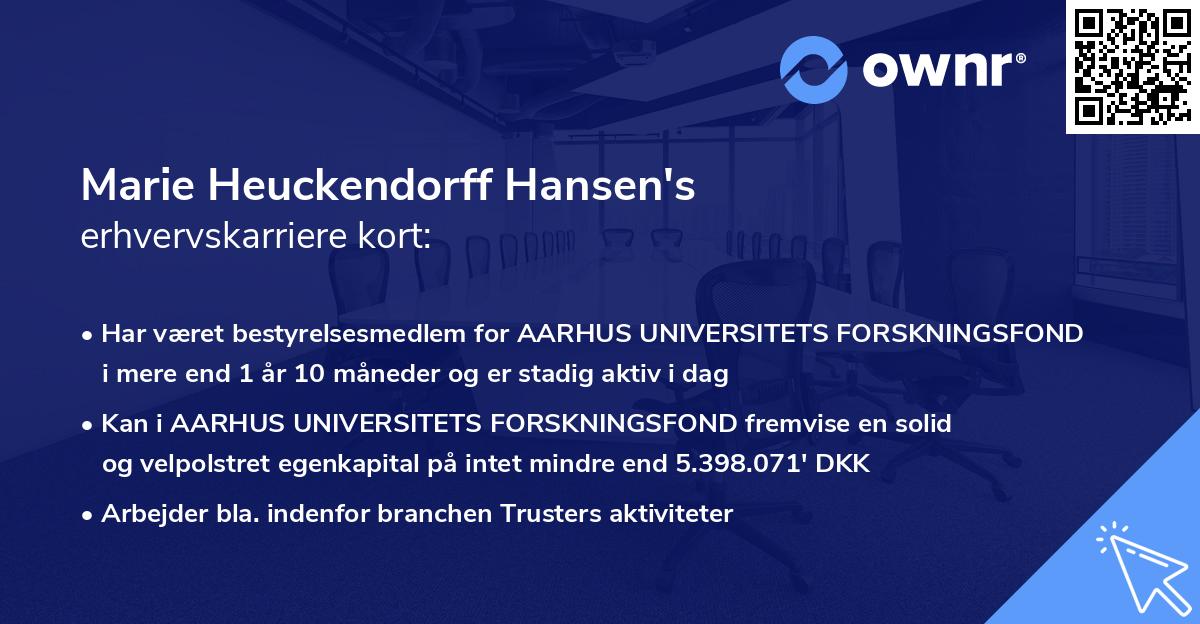 Marie Heuckendorff Hansen's erhvervskarriere kort