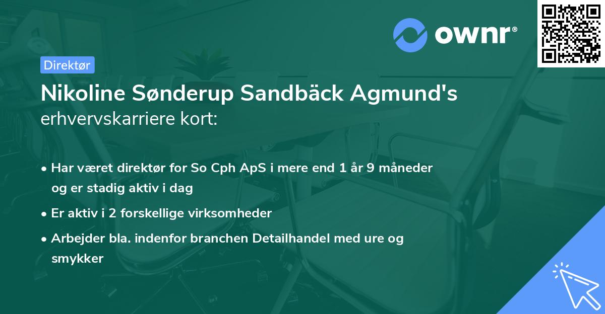 Nikoline Sønderup Sandbäck Agmund's erhvervskarriere kort
