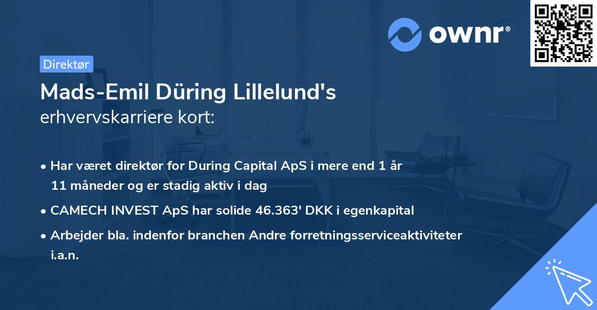 Mads-Emil Düring Lillelund's erhvervskarriere kort