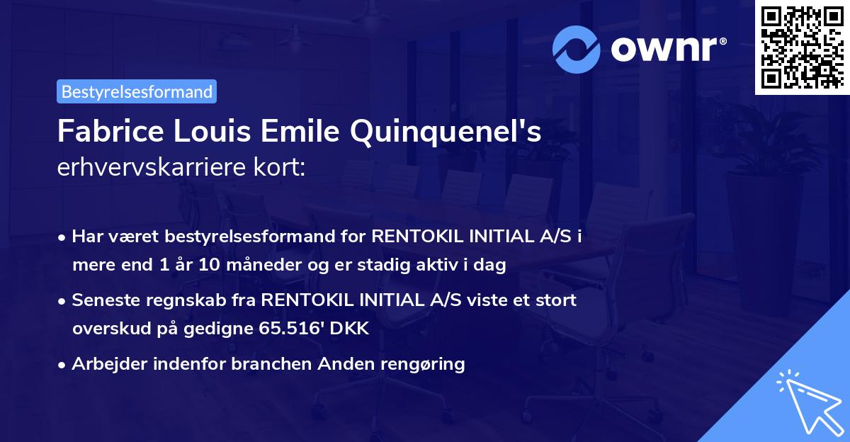 Fabrice Louis Emile Quinquenel's erhvervskarriere kort