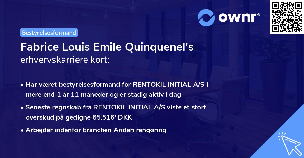Fabrice Louis Emile Quinquenel's erhvervskarriere kort