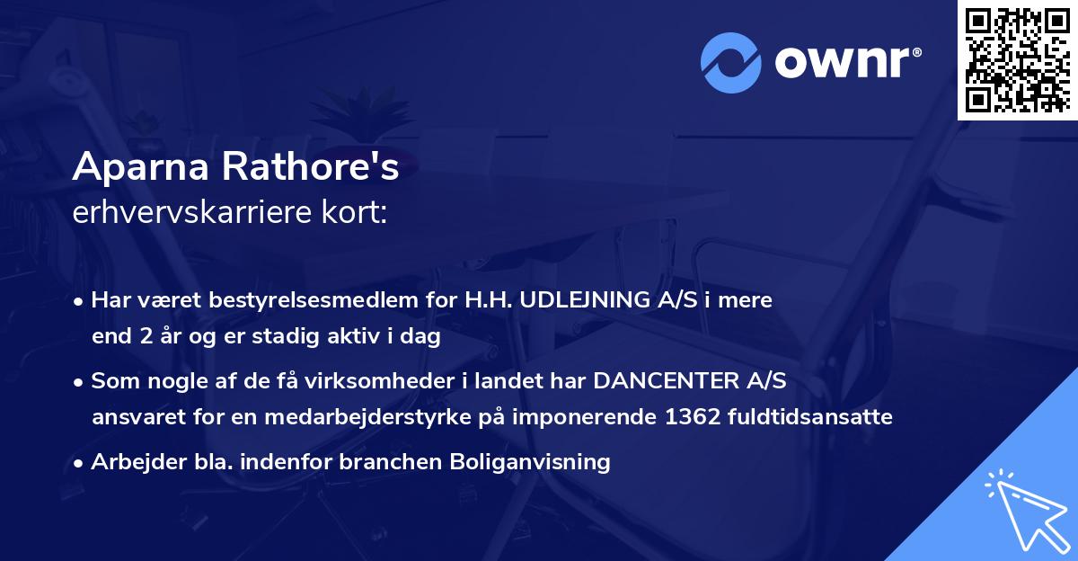 Aparna Rathore's erhvervskarriere kort