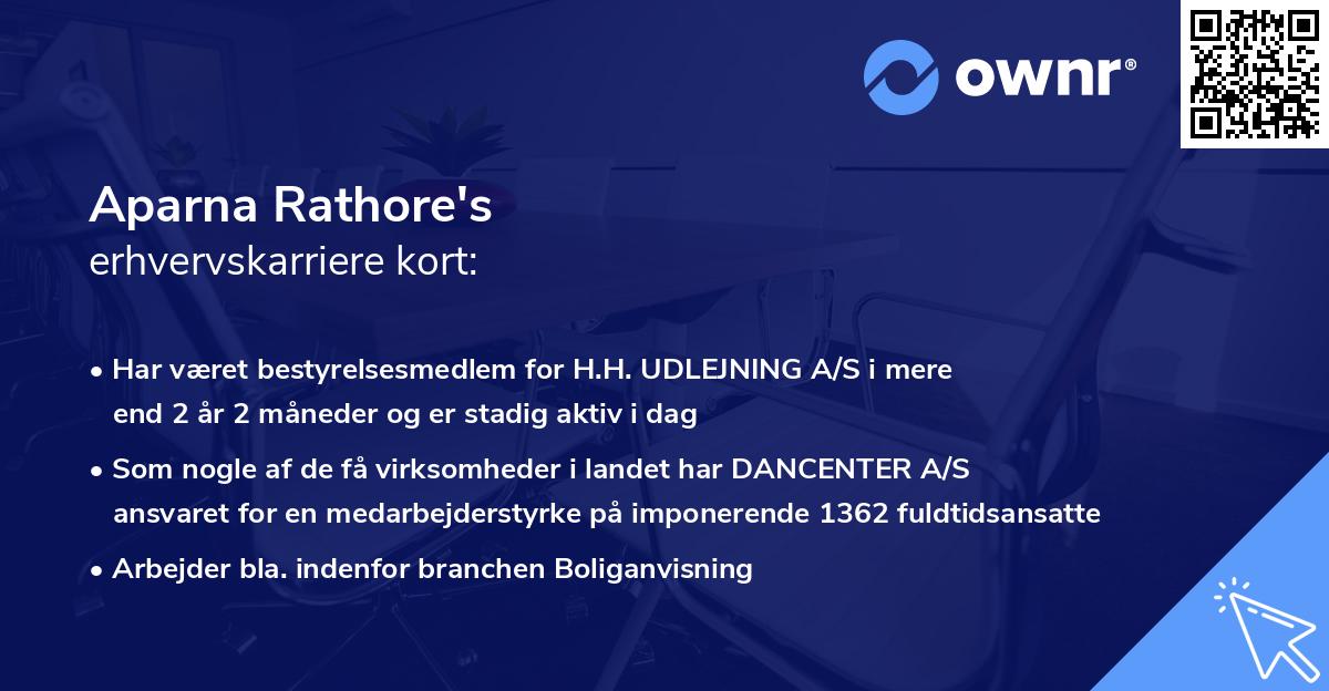 Aparna Rathore's erhvervskarriere kort