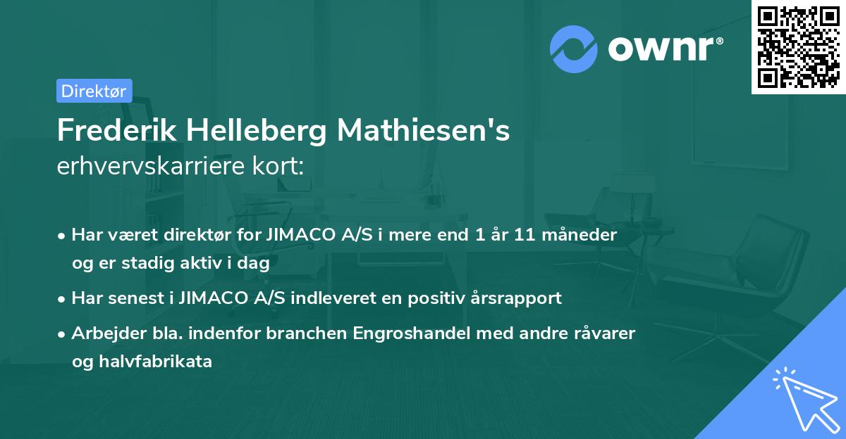 Frederik Helleberg Mathiesen's erhvervskarriere kort
