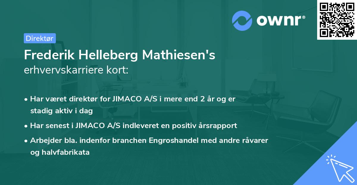 Frederik Helleberg Mathiesen's erhvervskarriere kort