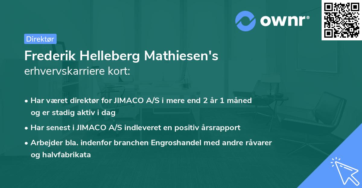 Frederik Helleberg Mathiesen's erhvervskarriere kort
