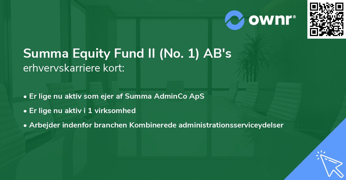 Summa Equity Fund II (No. 1) AB's erhvervskarriere kort