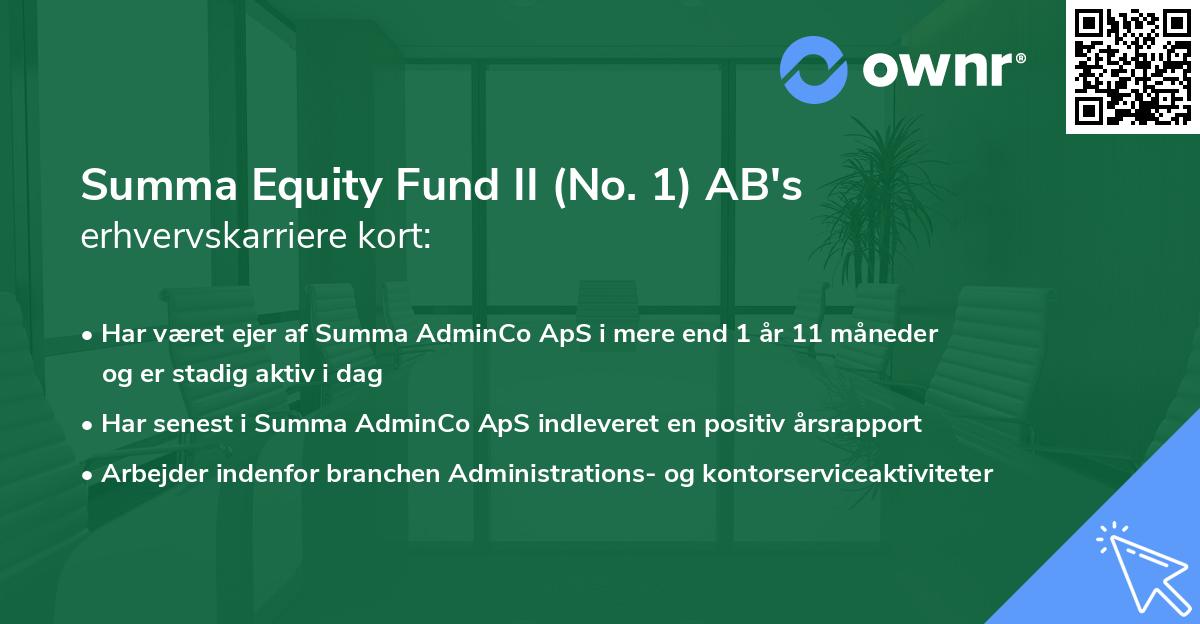 Summa Equity Fund II (No. 1) AB's erhvervskarriere kort