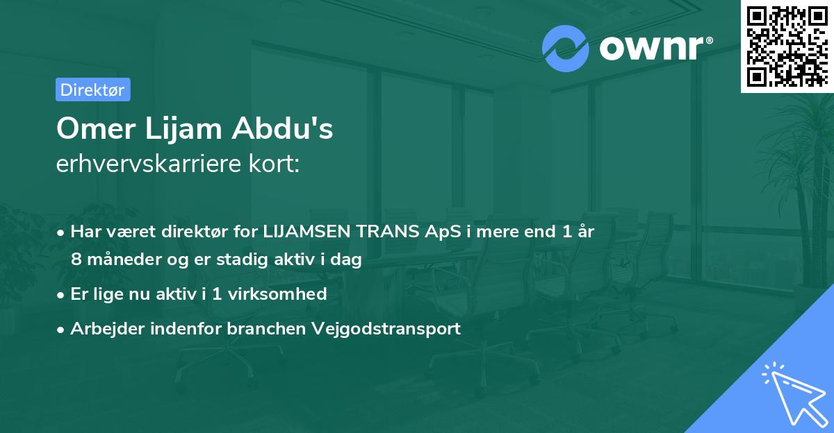 Omer Lijam Abdu's erhvervskarriere kort