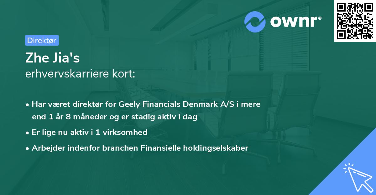 Zhe Jia's erhvervskarriere kort