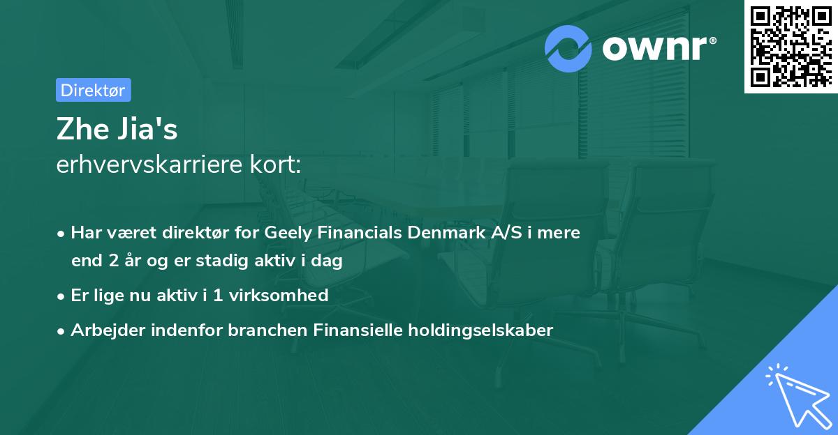 Zhe Jia's erhvervskarriere kort