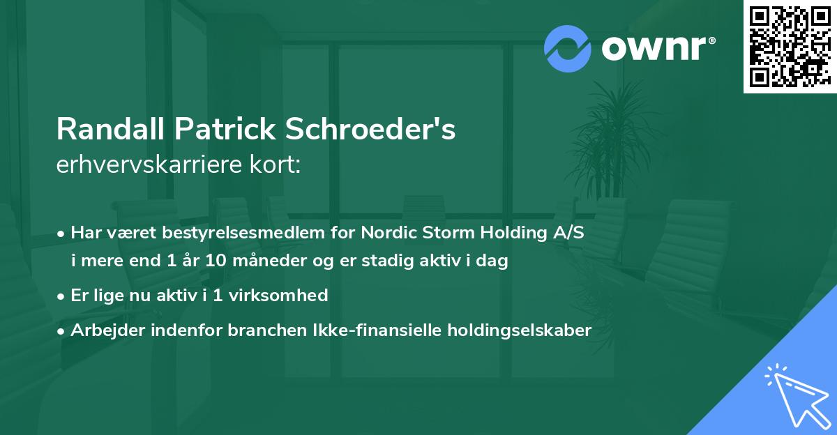 Randall Patrick Schroeder's erhvervskarriere kort