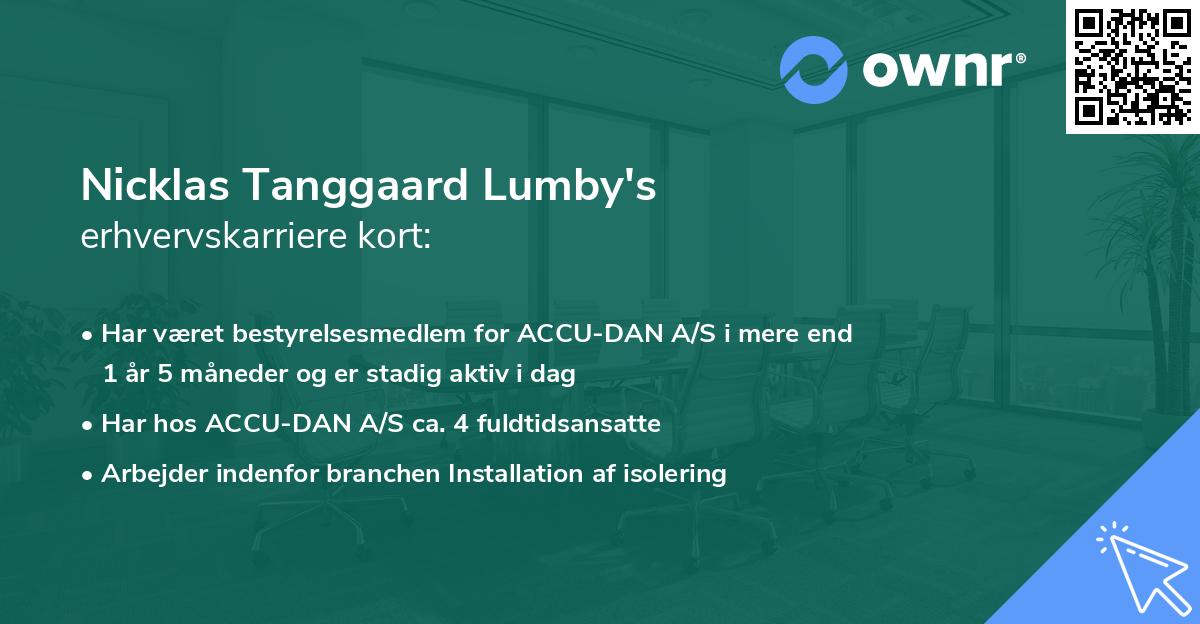 Nicklas Tanggaard Lumby's erhvervskarriere kort