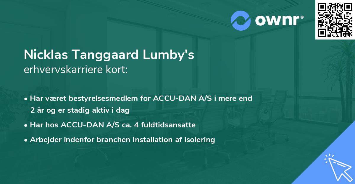 Nicklas Tanggaard Lumby's erhvervskarriere kort