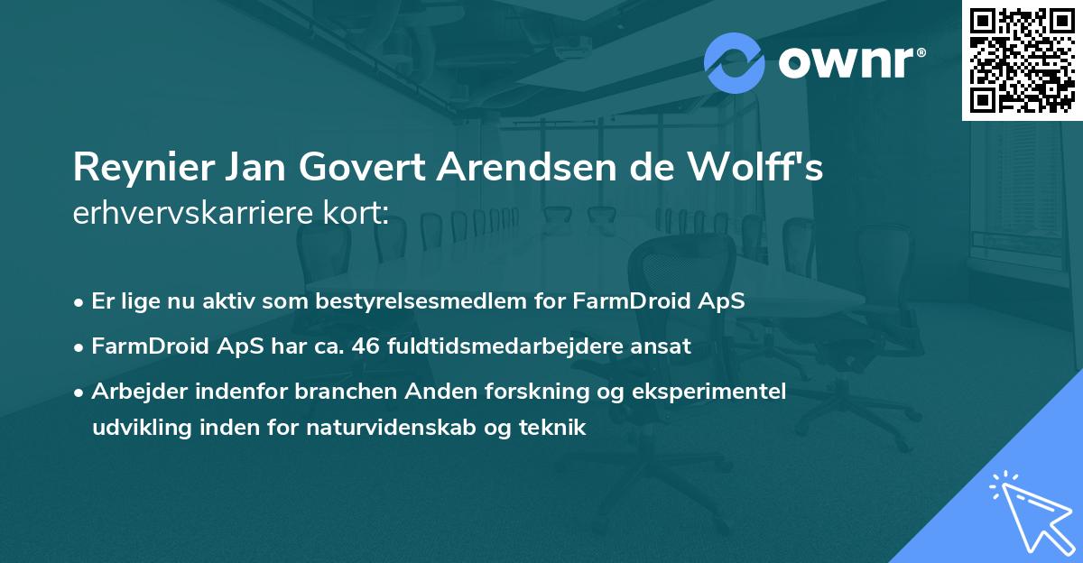 Reynier Jan Govert Arendsen de Wolff's erhvervskarriere kort