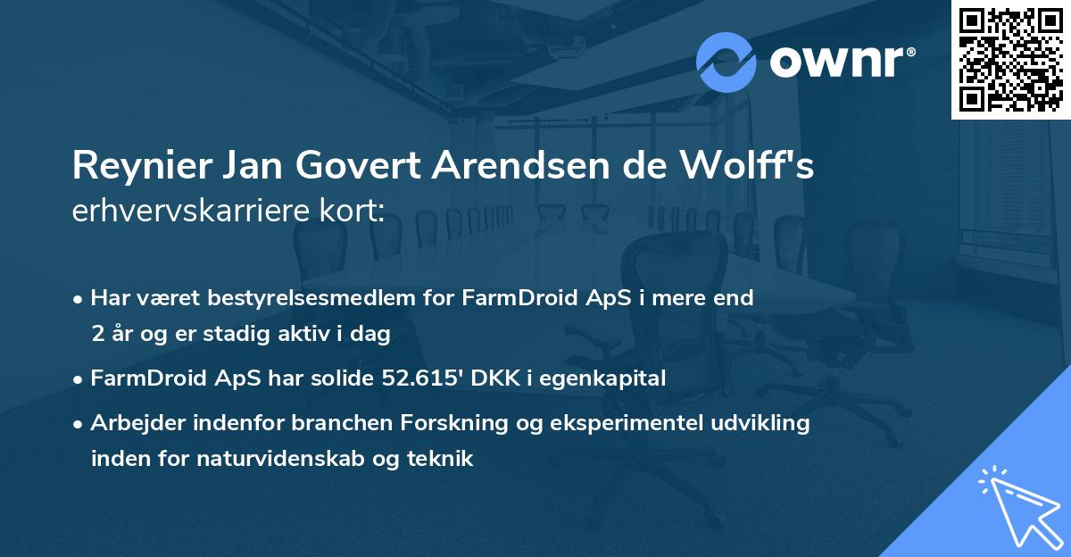 Reynier Jan Govert Arendsen de Wolff's erhvervskarriere kort