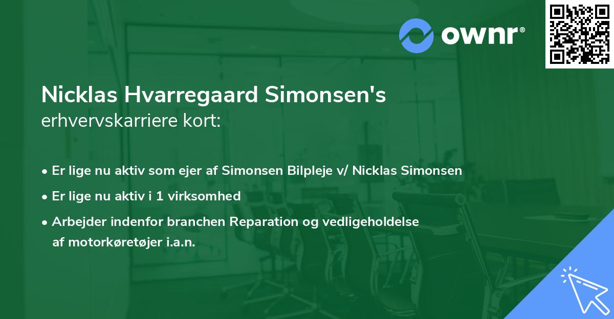 Nicklas Hvarregaard Simonsen's erhvervskarriere kort