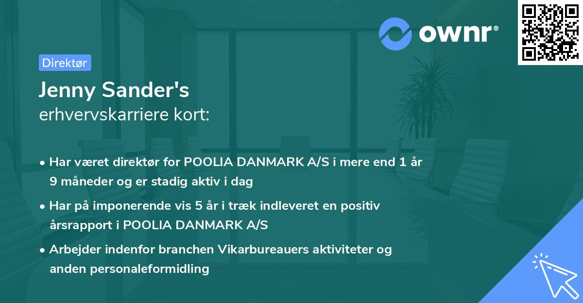 Jenny Sander's erhvervskarriere kort
