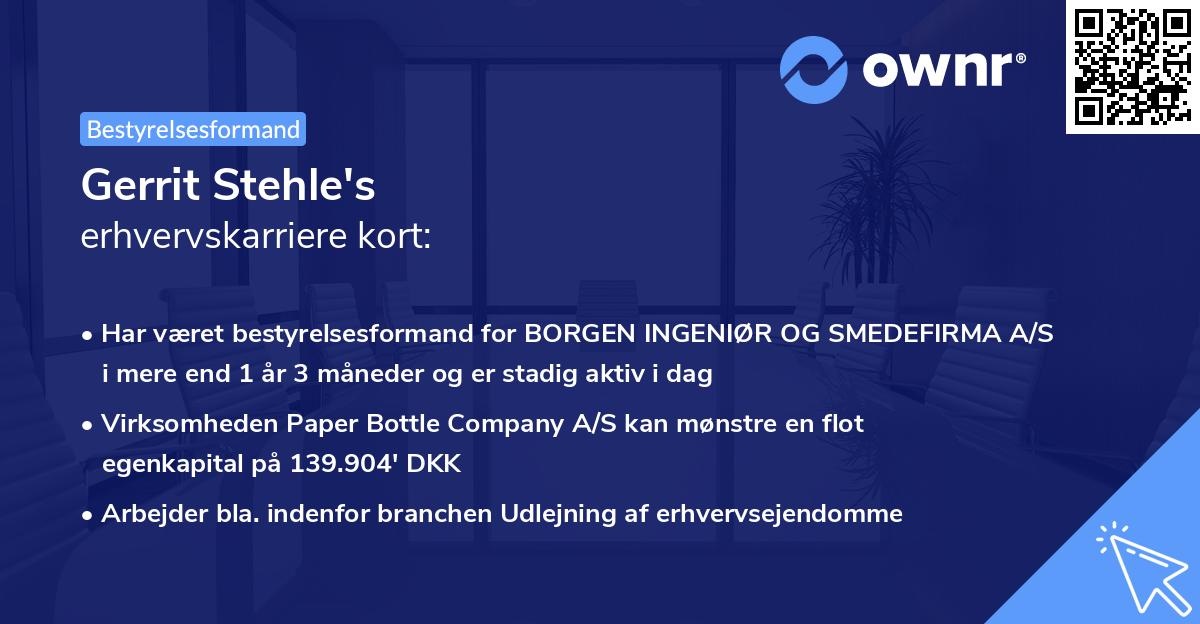 Gerrit Stehle's erhvervskarriere kort