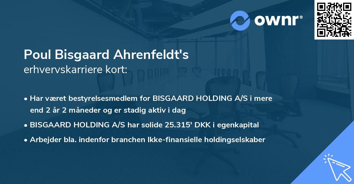 Poul Bisgaard Ahrenfeldt's erhvervskarriere kort