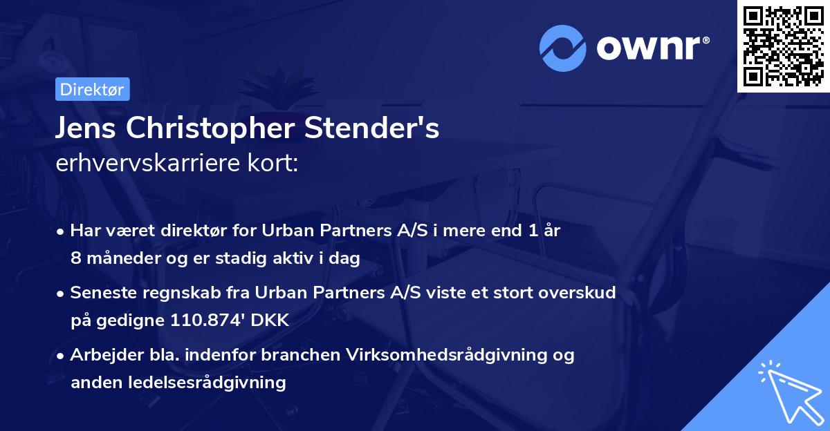 Jens Christopher Stender's erhvervskarriere kort